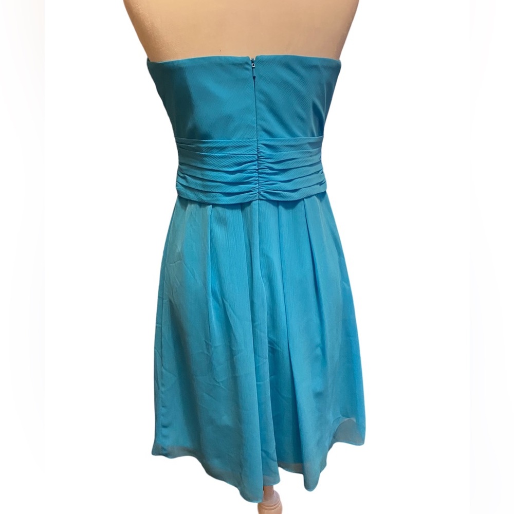 David’s Bridal Bridesmaid Teal Strapless Dress Size 8 - Picture 3 of 4